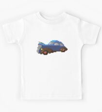 Blue pixel retro car Kids Tee