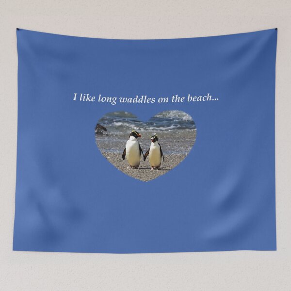 Item preview, Fiordland Penguins like long waddles on the beach...  (white text wide heart) designed and sold by SBPenguins.