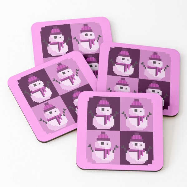Item preview, Twee Pixel Snowmen, Snowy Pink designed and sold by rin3d .