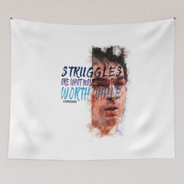 Item preview, John Stockton Inspiration Saying Motivational Quote Watercolor sketching Positive quote: Struggles are what made everything worth while designed and sold by scribblelife.