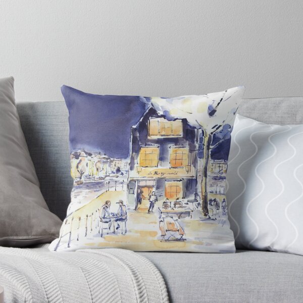 Item preview, Amsterdam. Watercolor hand drawn illustration of night sity. Night illumination of a cafe near the canal designed and sold by GalinaChe.