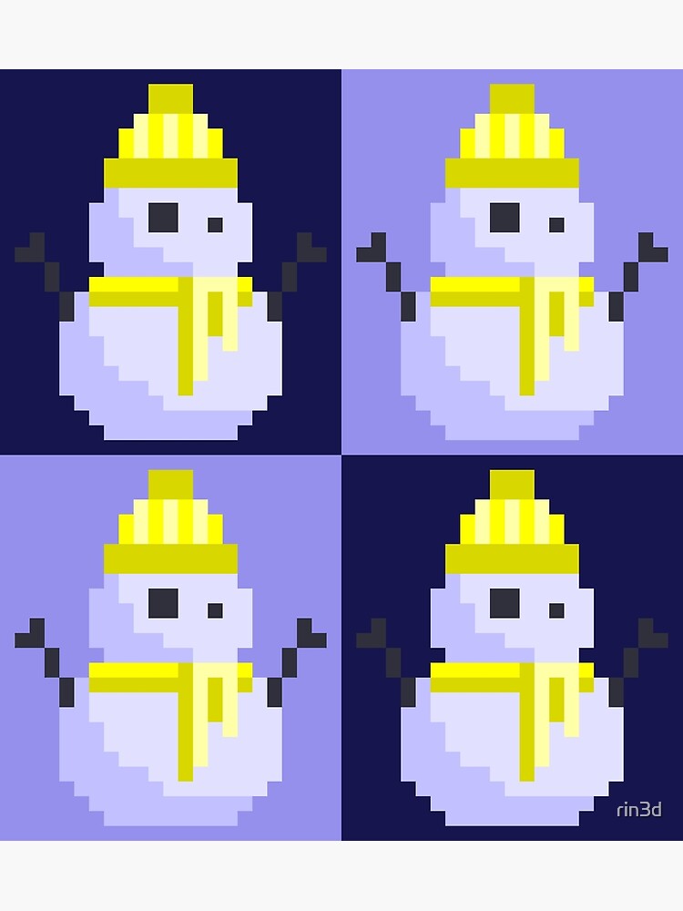 Disover Twee Pixel Snowmen, Yellow Clothes Premium Matte Vertical Poster