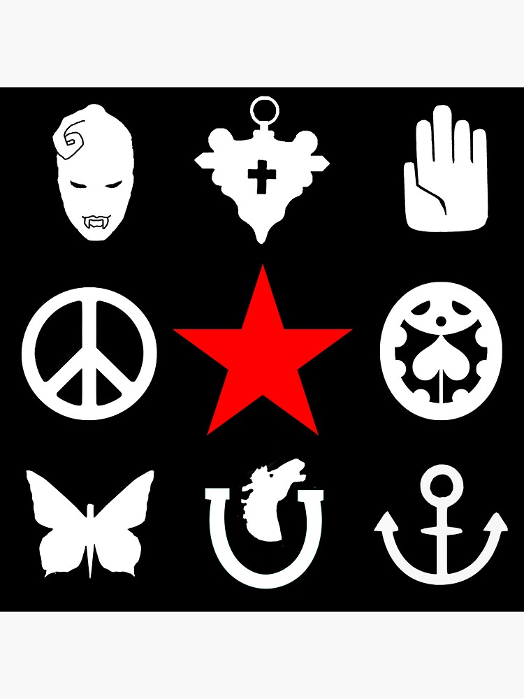 "JoJoSymbole JoJos Bizzare AdventureCharaktersymbole" Sticker von KeenanOT Redbubble