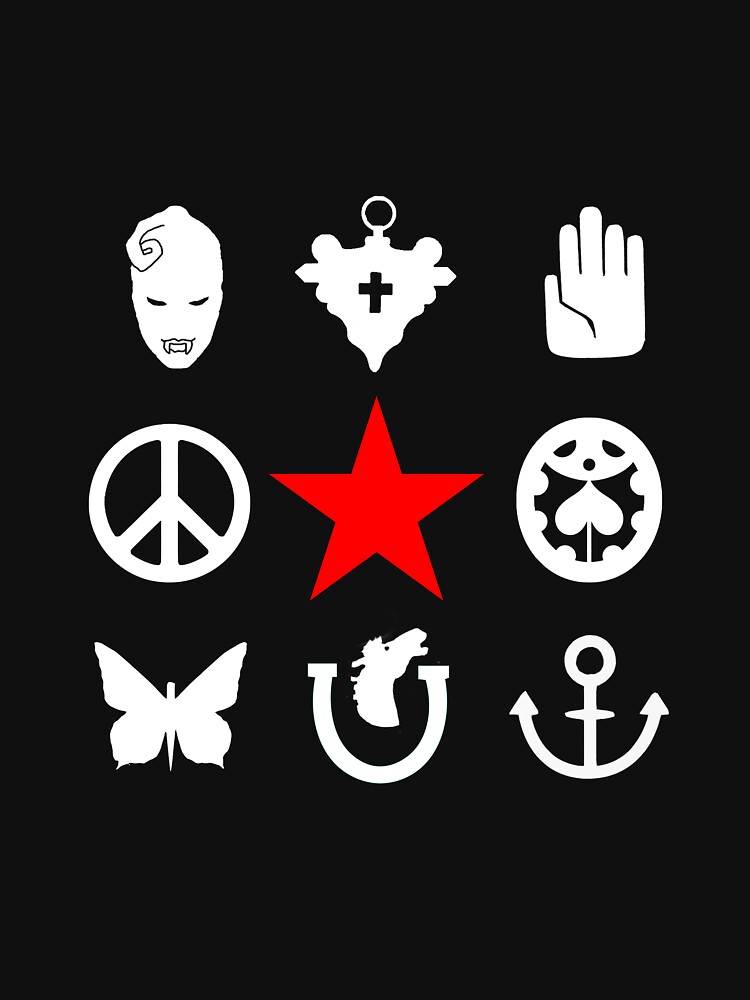 "JoJo Symbols JoJo's Bizzare Adventure Character Symbols" Tshirt for