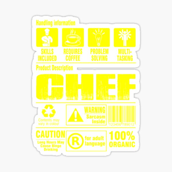 "Chef pastry chef pampered chef cook chef grillma " Sticker for Sale by