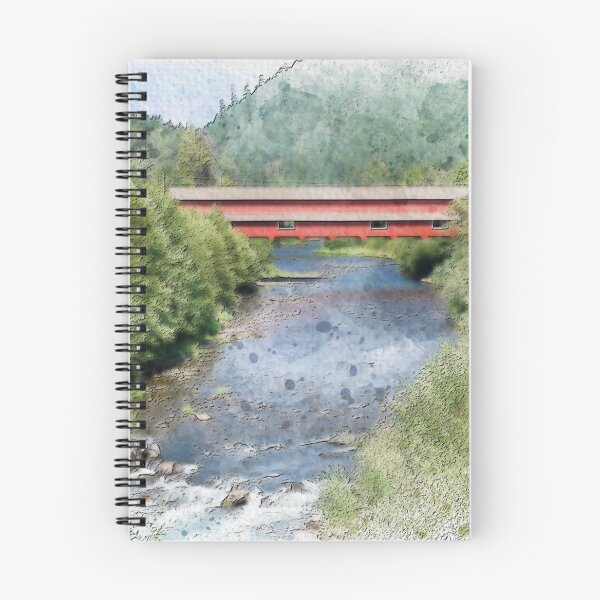 Artikelvorschau, Westfir überdachte Brücke Aquarell | Oregon Americana entworfen und verkauft von TwoSmallPtatoes.