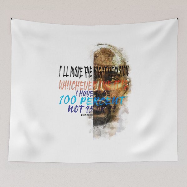 Item preview, Karl Malone Inspiration Saying Motivational Quote Watercolor sketching Positive quote: I'll make the right decision, whichever one it is. I have to be 100 percent, not 95 or 99 designed and sold by scribblelife.