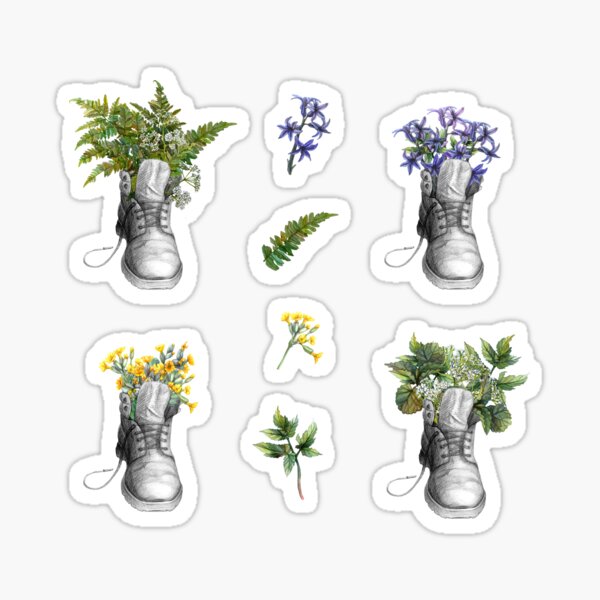 Boot with flowers and leaves Sticker