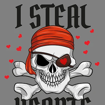 Imagen de la obra I Steal Hearts Pirate Skull Kids Boys Mens Pirate Valentine Gear de DynamicDesign