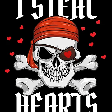 Vorschaubild zum Design I Steal Hearts Pirate Skull Kids Boys Mens Pirate Valentine Gear von DynamicDesign
