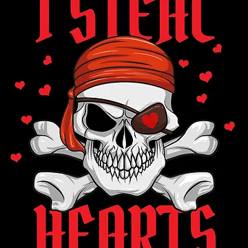Vorschaubild zum Design I Steal Hearts Pirate Skull Kids Boys Mens Pirate Valentine Gear von DynamicDesign
