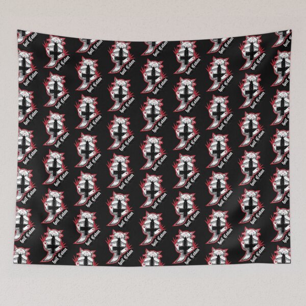 Item preview, Hail Catan - Satanic cat plays with cross   designed and sold by BAndPStudioMAMa.
