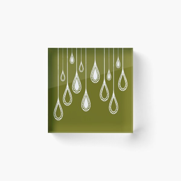 Artikelvorschau, Abstract, ornamental, drops, elegant, olive green, white entworfen und verkauft von Svitac.