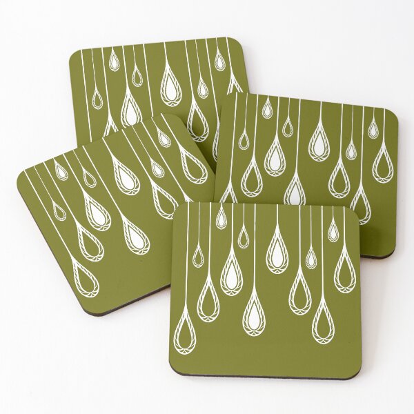 Item preview, Abstract, ornamental, drops, elegant, olive green, white designed and sold by Svitac.