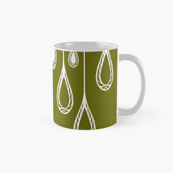 Artikelvorschau, Abstract, ornamental, drops, elegant, olive green, white entworfen und verkauft von Svitac.