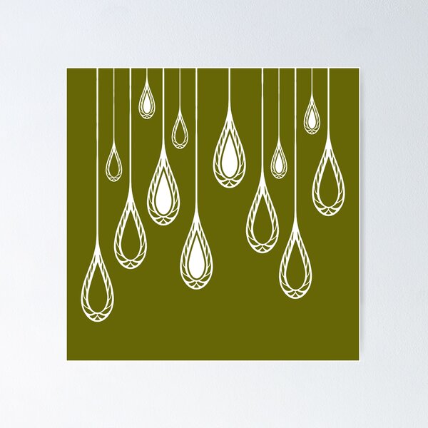 Artikelvorschau, Abstract, ornamental, drops, elegant, olive green, white entworfen und verkauft von Svitac.