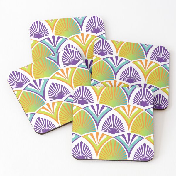 Item preview, Art Deco geometric retro pattern with stylized palm leaves and beach umbrellas-2 designed and sold by Irina Ivanova.