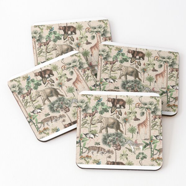 Item preview, Aesthetic Savanna Animals Pattern Art Print designed and sold by Eva Vincent.