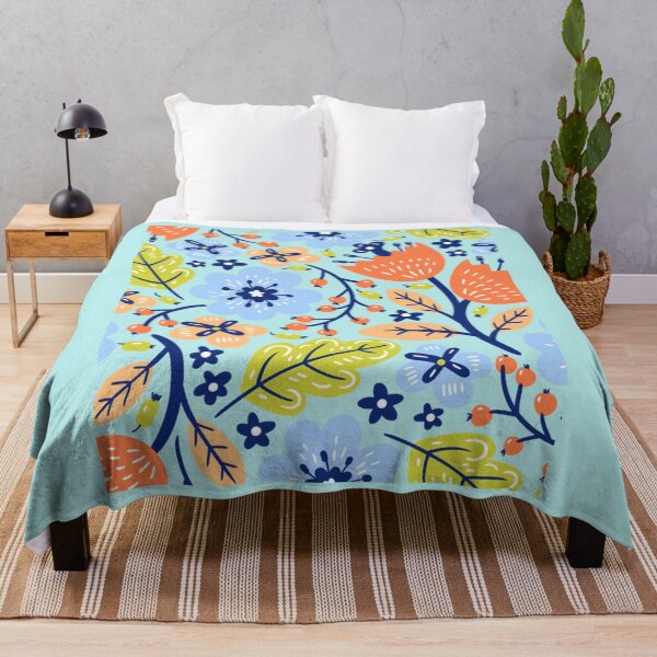 Item preview, Abstract blue orange flowers designed and sold by ToyEaston.