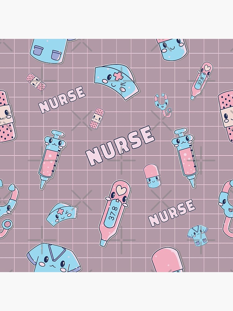 Nurse Stuff Pattern - Red Background