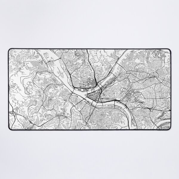 Aperçu de l'œuvre Carte de Pittsburgh minimaliste en noir et blanc créée et vendue par DesireeVDA.