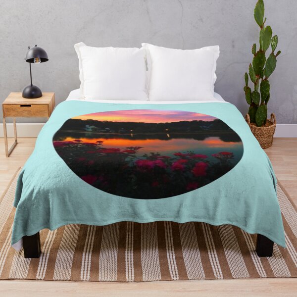 Item preview, Beautiful Lake By The Countryside Under The Sunset Sky Surrounded By Pink Roses! designed and sold by ToyEaston.