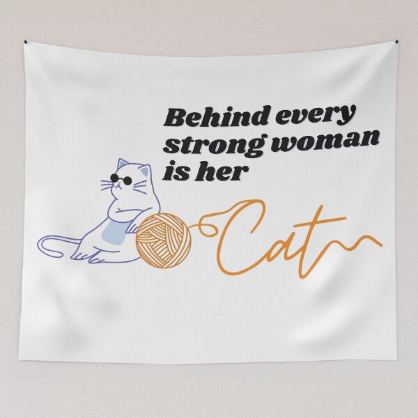 Item preview, Strong Woman's Cat | Cute Line Art Quote designed and sold by mschubbybunny.