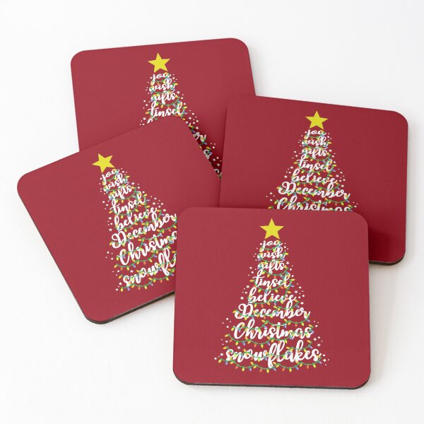 Item preview, Joy Wish Gifts Tinsel Believe December Christmas Snowflakes Christmas Tree Lovely Colorful Colourful Word Design designed and sold by TrulyEpoque.