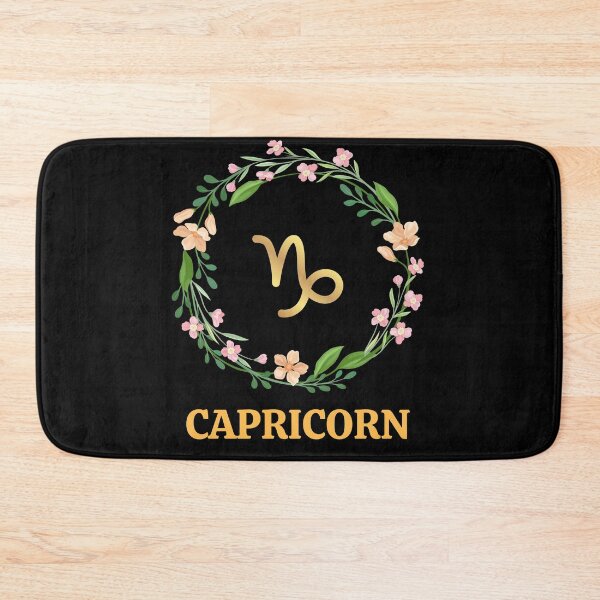 Aperçu de l'œuvre Signe du zodiaque Capricorne avec bordure florale créée et vendue par Hellofriendco.