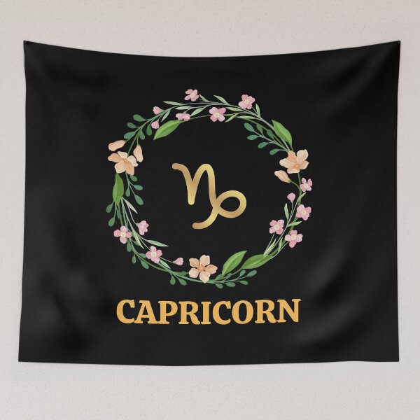 Item preview, Capricorn Zodiac Sign with Floral Border designed and sold by Hellofriendco.