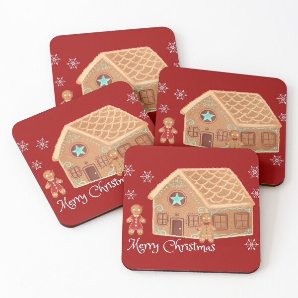 Item preview, Merry Christmas with gingerbread house, man snowflakes designed and sold by LukjanovArt.