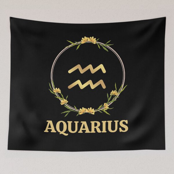 Item preview, Aquarius Zodiac Sign with Floral Border designed and sold by Hellofriendco.