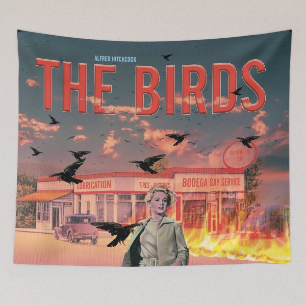 Item preview, Alfred Hitchcock The Birds Gas Station Well Known Thriller Officially Licensed Fan Art designed and sold by Mauswohn.