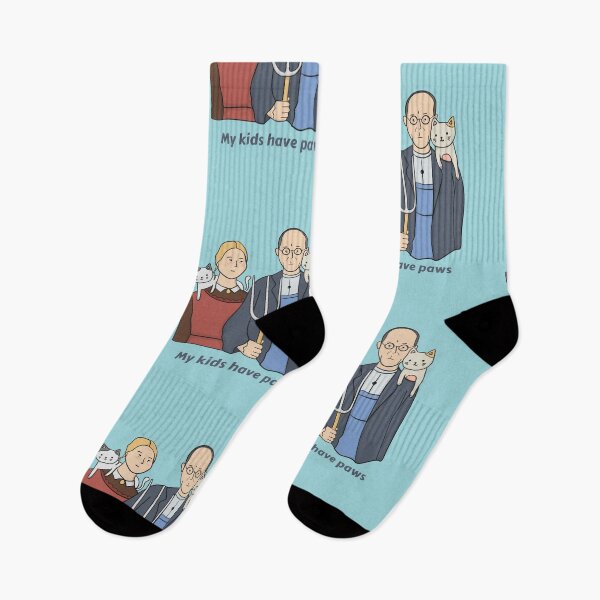 Item preview, American Gothic My Kids Have Paws Funny Cat Design designed and sold by Meek-Anime.