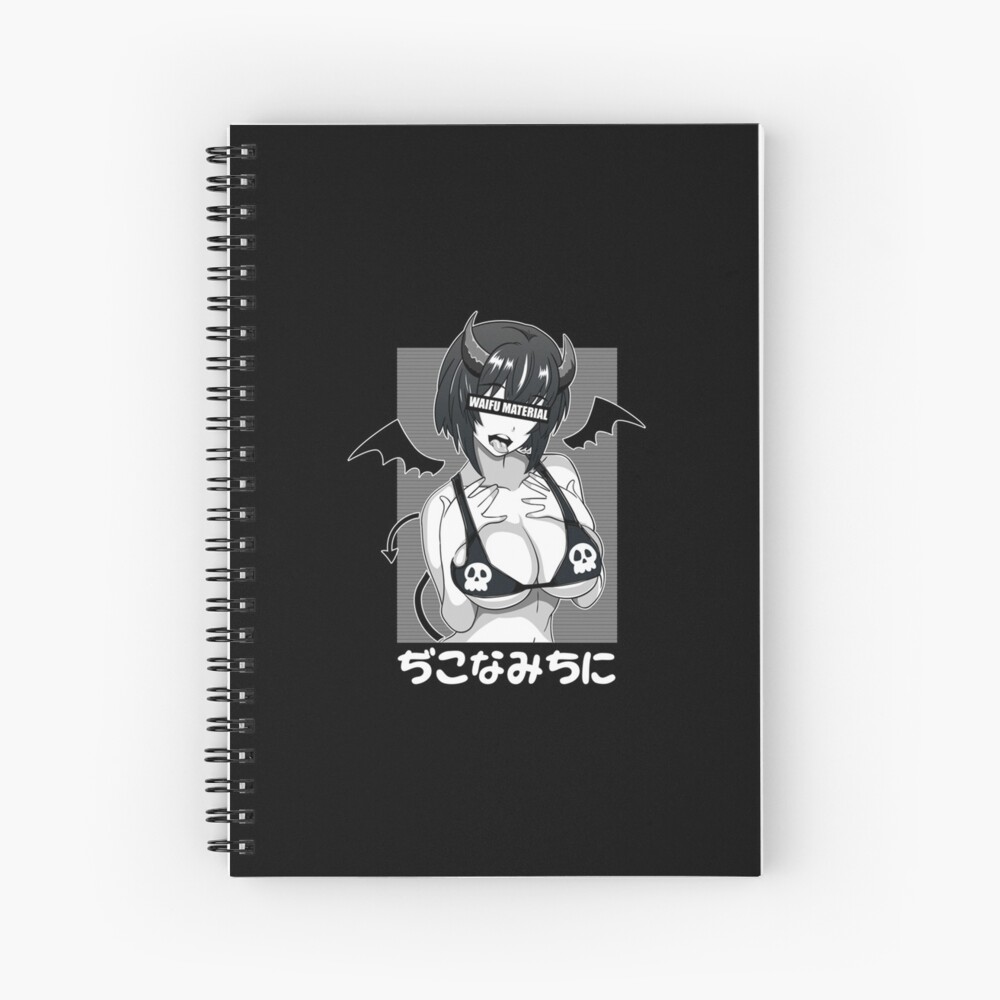 Ahegao Waifu Material Lewd Devil Anime Girl Spiral Notebook By Norahflcmen Redbubble