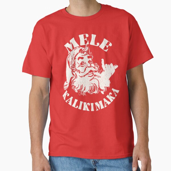 Item preview, Retro Christmas Mele Kalikimaka Santa Claus Shaka Hawaii Tee designed and sold by GraphifyArt.