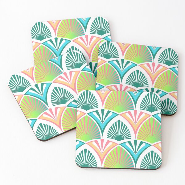 Item preview, Art Deco geometric retro pattern with stylised palm leaves and beach umbrellas-1 designed and sold by Irina Ivanova.