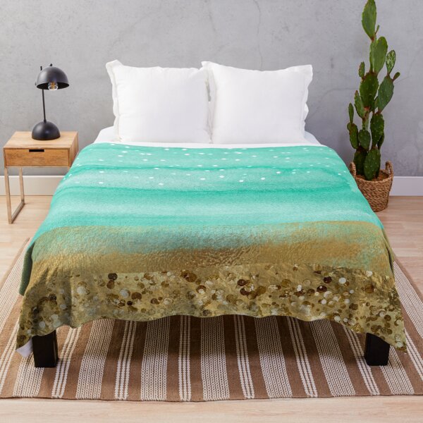 Item preview, Aqua Watercolor Beach Glitter designed and sold by storyboxdesigns.