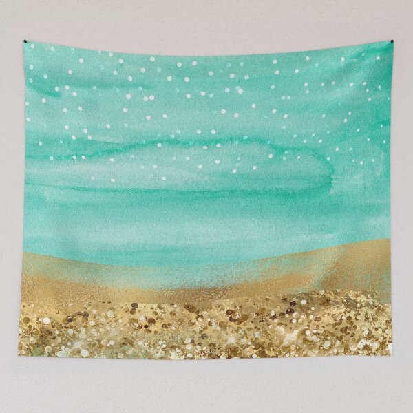 Item preview, Aqua Watercolor Beach Glitter designed and sold by storyboxdesigns.