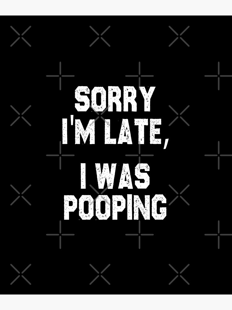 "funny poop sarcastic offended saying SORRY I'M LATE, I WAS POOPING gift Birthday Meme " Poster