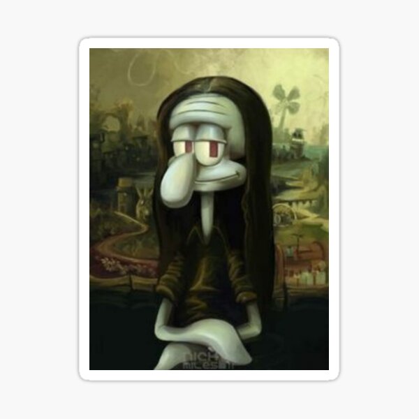 Vista previa del artículo con la obra «Calamardo monalisa arte», diseñado y vendido por JumboJungle.