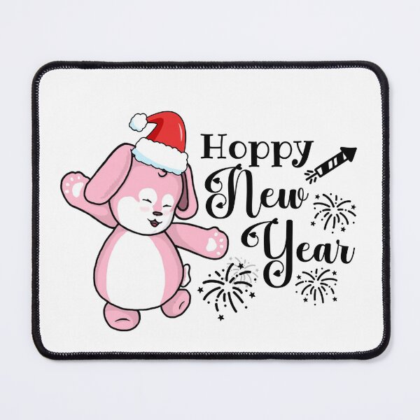 Item preview, Hoppy New Year | Punny Bunny | Christmas (Pink x White) designed and sold by the-krisney-way.