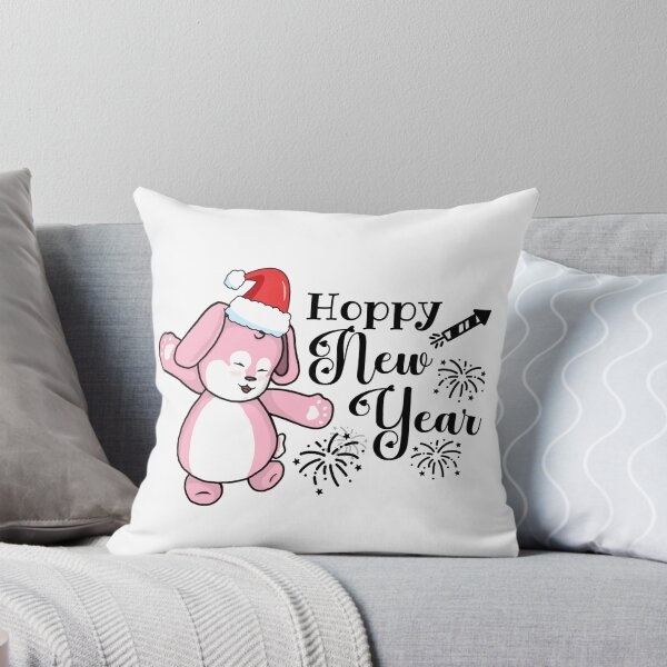 Item preview, Hoppy New Year | Punny Bunny | Christmas (Pink x White) designed and sold by the-krisney-way.