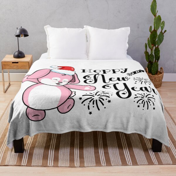 Item preview, Hoppy New Year | Punny Bunny | Christmas (Pink x White) designed and sold by the-krisney-way.