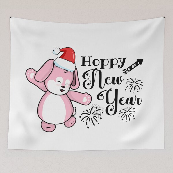 Item preview, Hoppy New Year | Punny Bunny | Christmas (Pink x White) designed and sold by the-krisney-way.