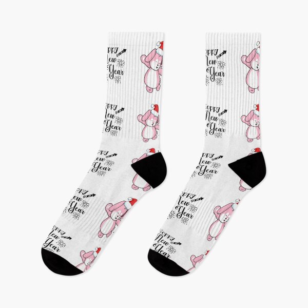 Item preview, Hoppy New Year | Punny Bunny | Christmas (Pink x White) designed and sold by the-krisney-way.