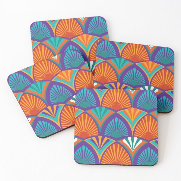 Item preview, Art Deco geometric retro pattern with stylised palm leaves and beach umbrellas-3 designed and sold by Irina Ivanova.