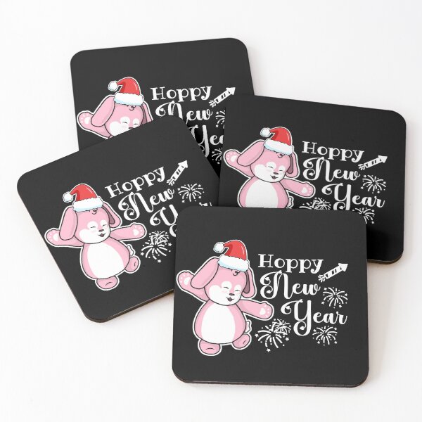 Item preview, Hoppy New Year | Punny Bunny | Christmas (Pink x Black) designed and sold by the-krisney-way.