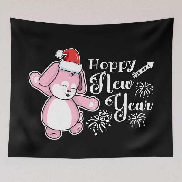 Item preview, Hoppy New Year | Punny Bunny | Christmas (Pink x Black) designed and sold by the-krisney-way.