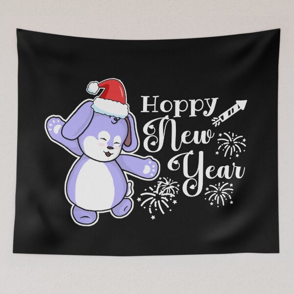 Item preview, Hoppy New Year | Punny Bunny | Christmas (Blue x Black) designed and sold by the-krisney-way.